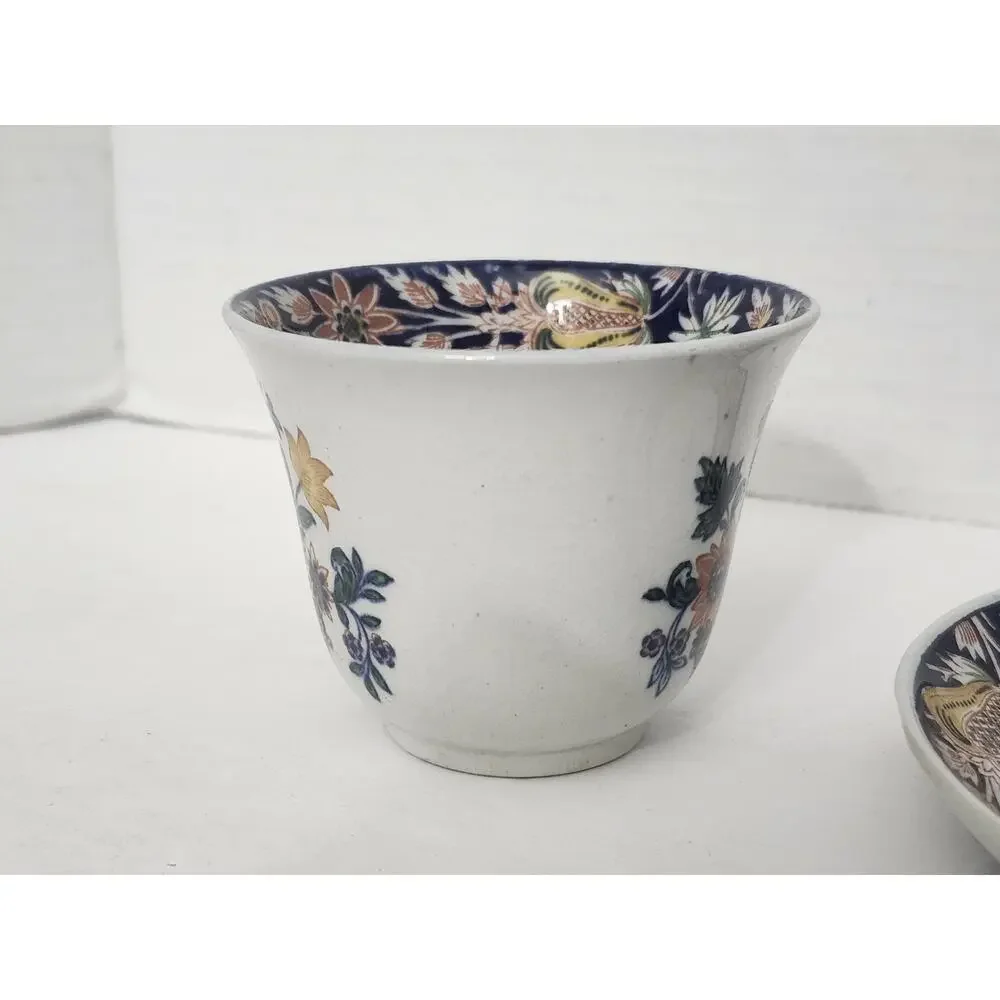 Wedgwood Etruria England Poterat Teacup Saucer Set 1920s Floral Basket